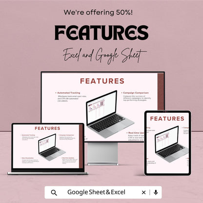 Email Marketing Open Rate and CTR Tracker Template | Email KPIs Dashboard | Click Through Rate Tracking Sheet