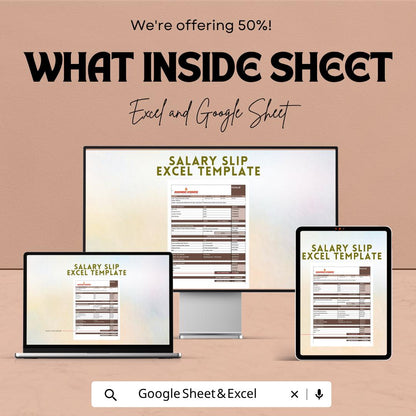 Salary Slip Excel Template | Payslip Spreadsheet | Payroll Salary Calculator | Employee Payslip Generator | Excel & Google Sheets