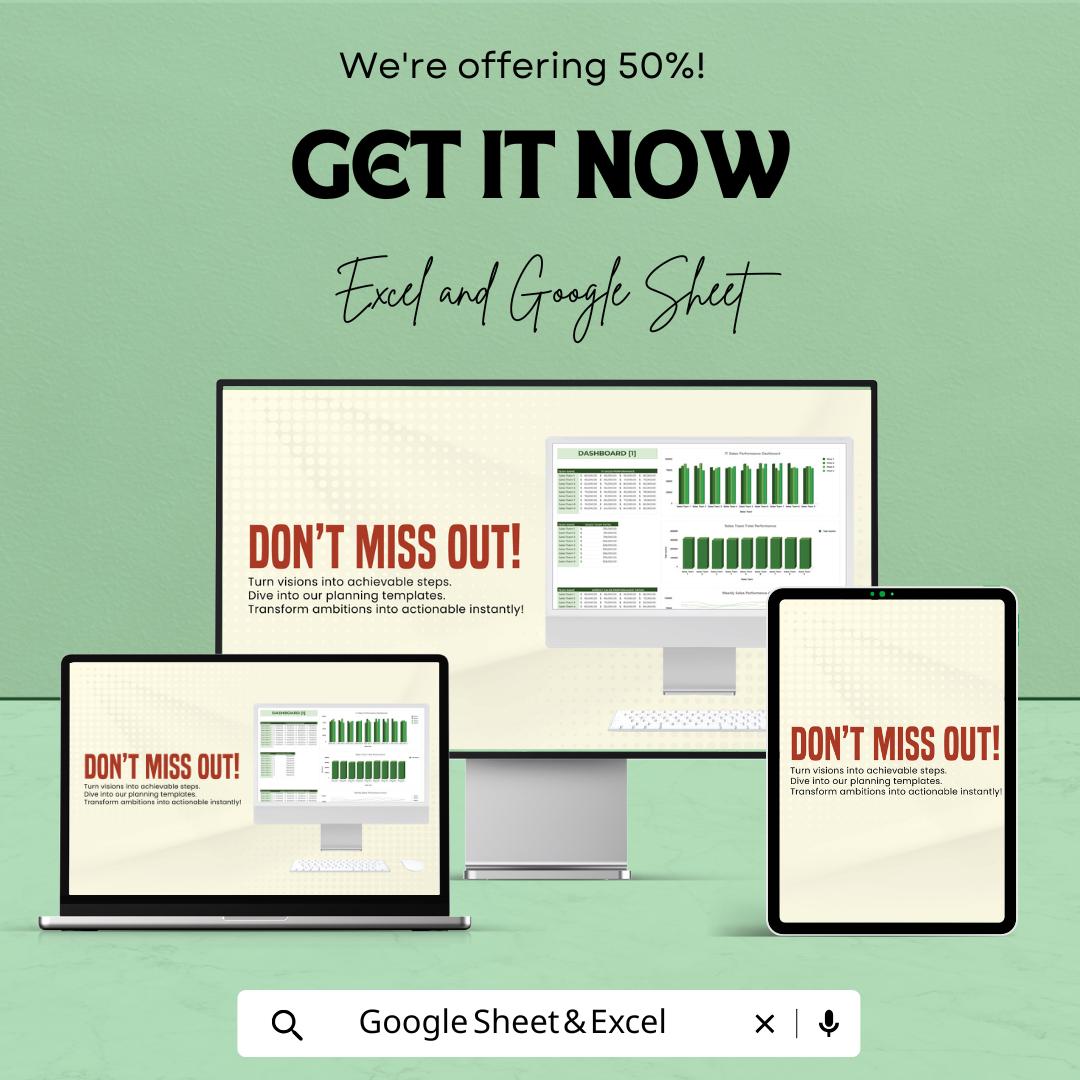 IT Sales Performance Dashboard Template | Excel & Google Sheets | Sales KPI Dashboard | Sales Analytics Tracker