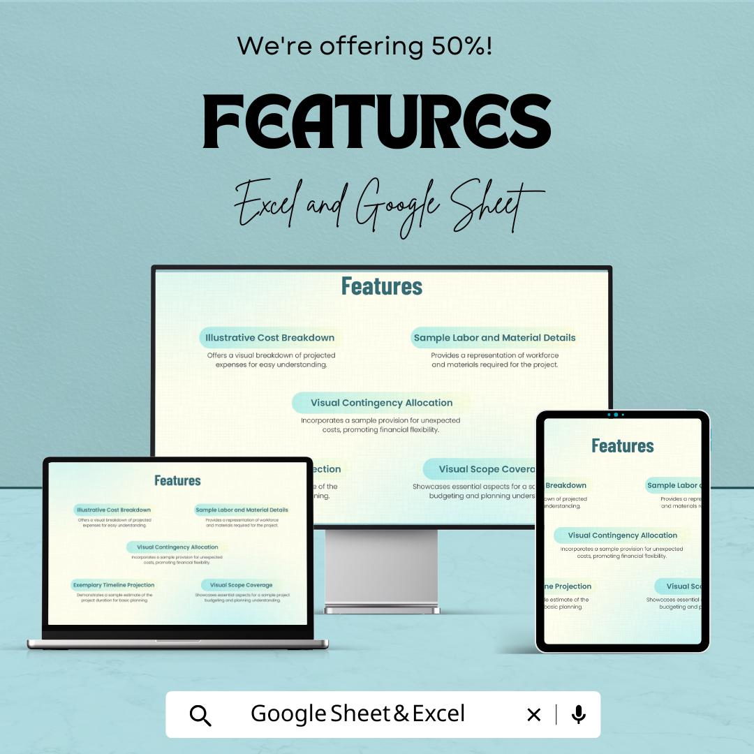 Sample Estimate Template Sheet - Editable Estimate Sheet for Excel and Google Sheets, Business Estimate Template, Professional Estimate |