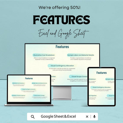 Sample Estimate Template Sheet - Editable Estimate Sheet for Excel and Google Sheets, Business Estimate Template, Professional Estimate |