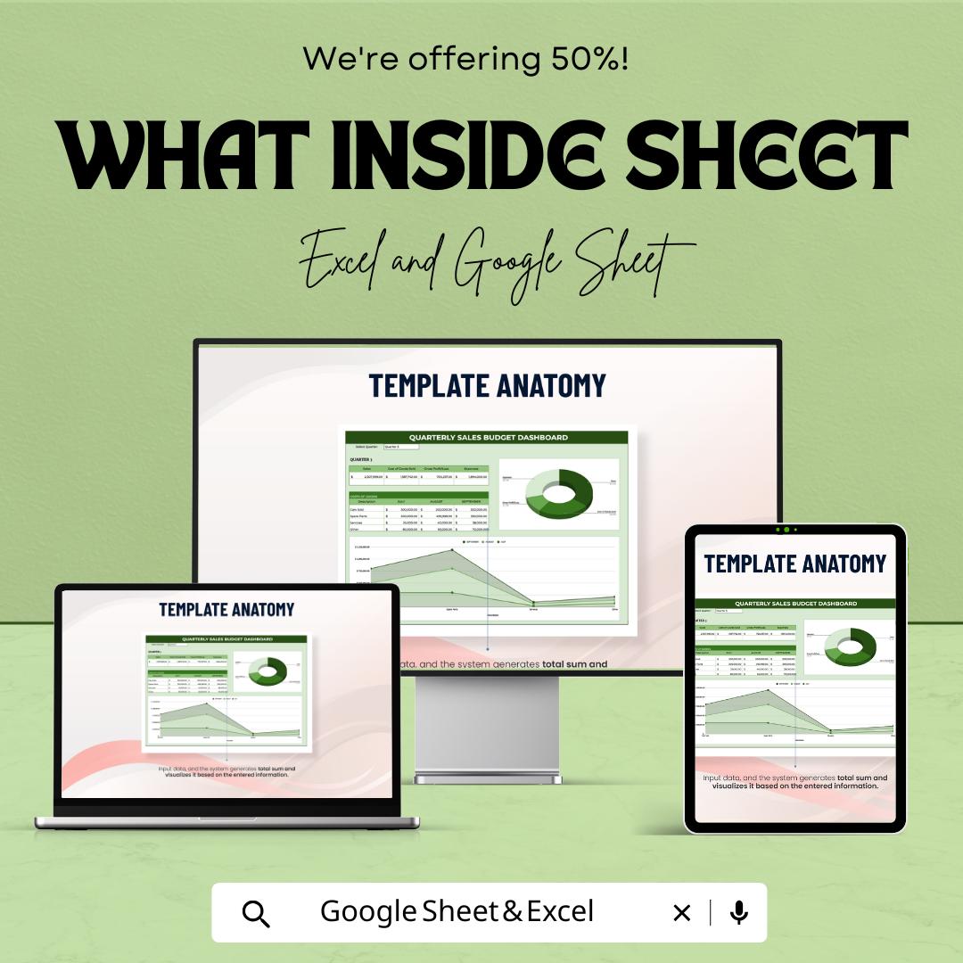Quarterly Sales Budget Template | Sales Budget Planner | Quarterly Revenue Forecast | Excel & Google Sheets | Sales Planning Spreadsheet