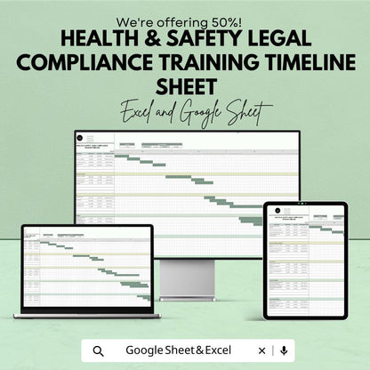 Health and Safety Legal Compliance Training Timeline Sheet | Google Sheets Template | Employee Safety & Training Tracker | Instant Download