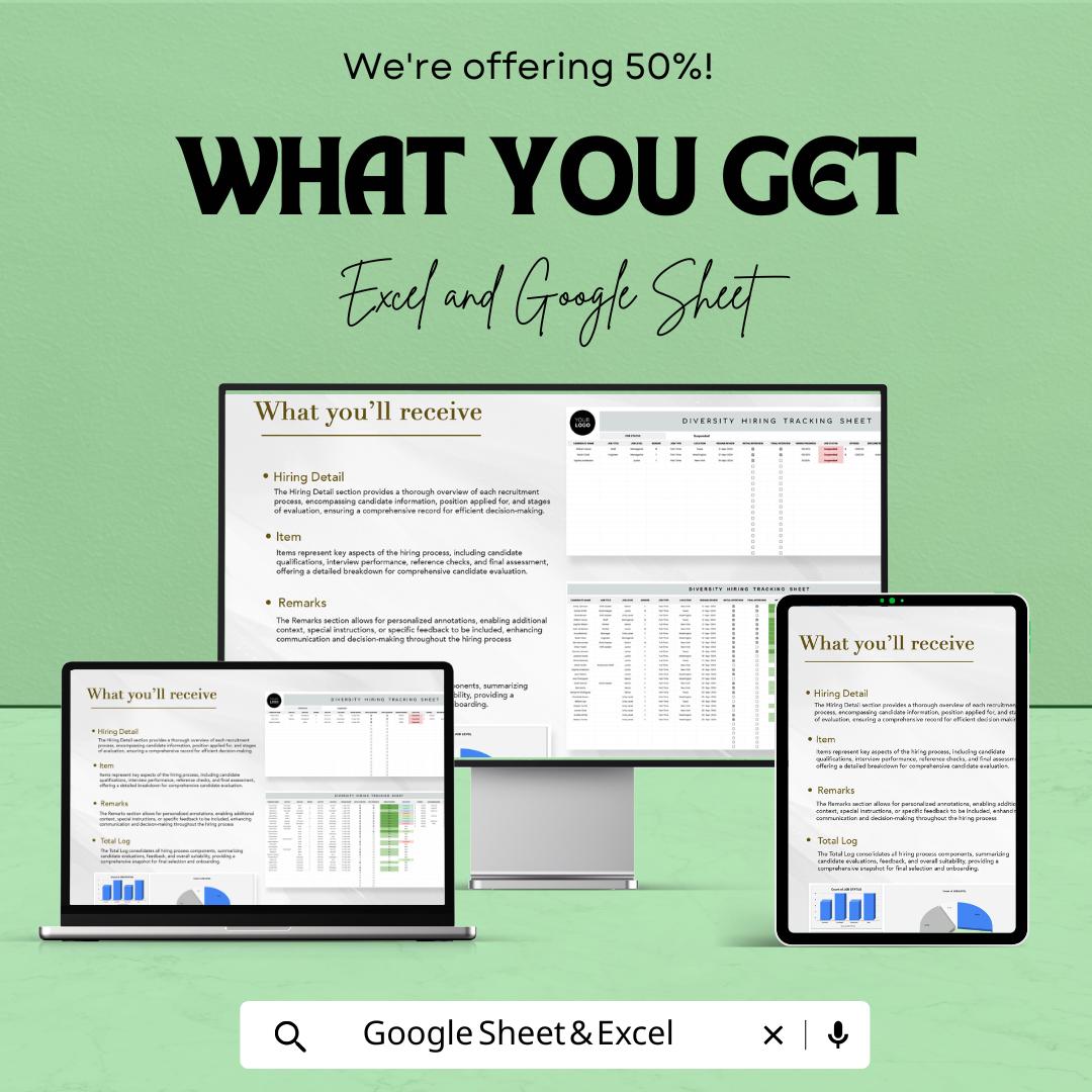 Diversity Hiring Tracking Sheet HR Template | Excel & Google Sheets | Inclusive Recruitment Tracker | HR Hiring Dashboard