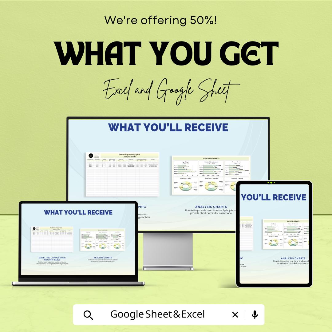 Marketing Demographic Analysis Table Template | Excel and Google Sheets | Customer Segmentation & Market Research Spreadsheet