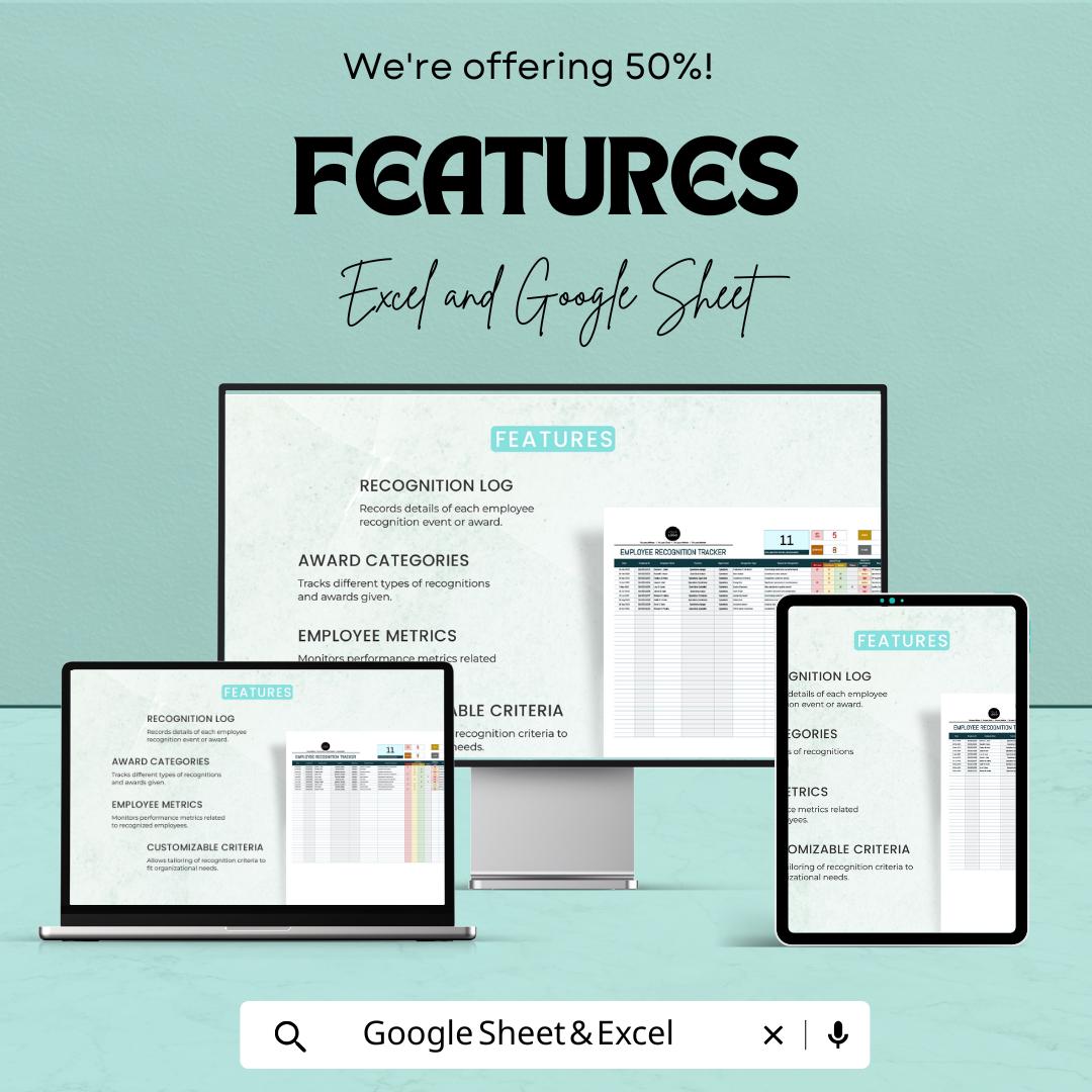 Employee Recognition Tracker Template | Operations Performance Log | Staff Appreciation Tracker | Excel & Google Sheets