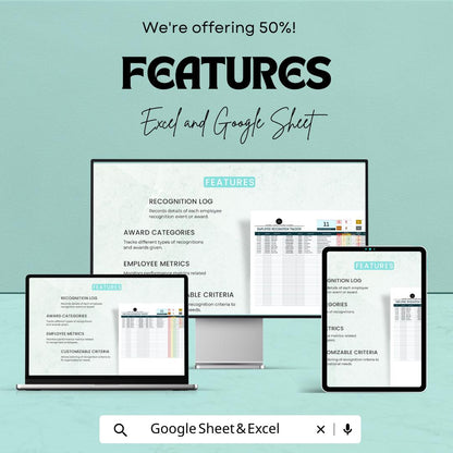 Employee Recognition Tracker Template | Operations Performance Log | Staff Appreciation Tracker | Excel & Google Sheets