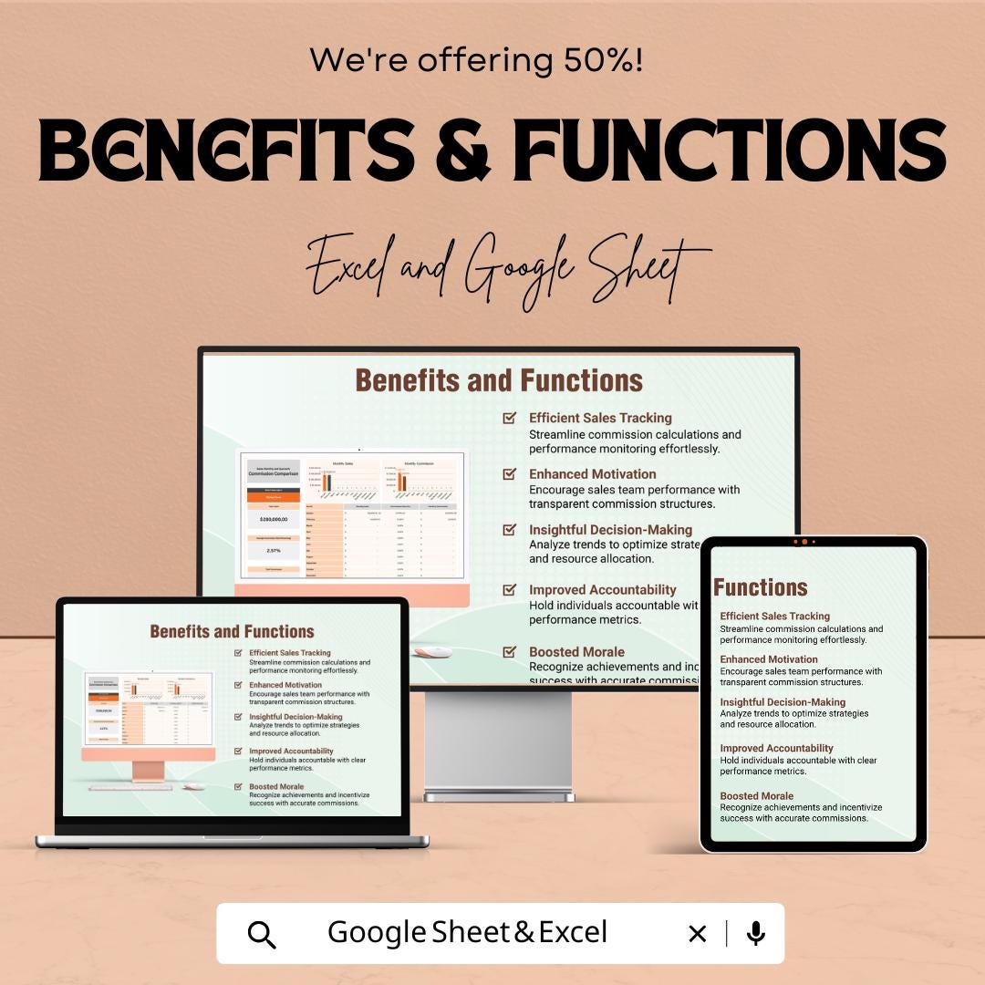 Sales Monthly and Quarterly Commission Comparison Template | Sales Commission Tracker Excel | Google Sheets Commission Report |