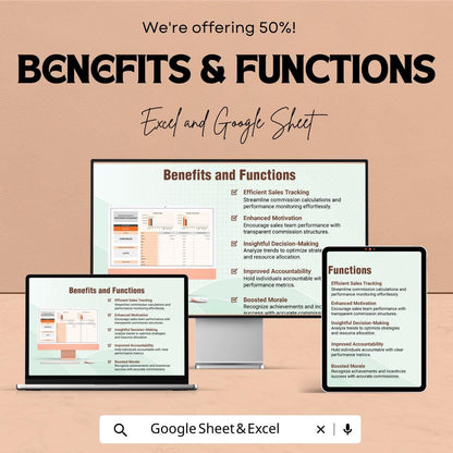 Sales Monthly and Quarterly Commission Comparison Template | Sales Commission Tracker Excel | Google Sheets Commission Report |