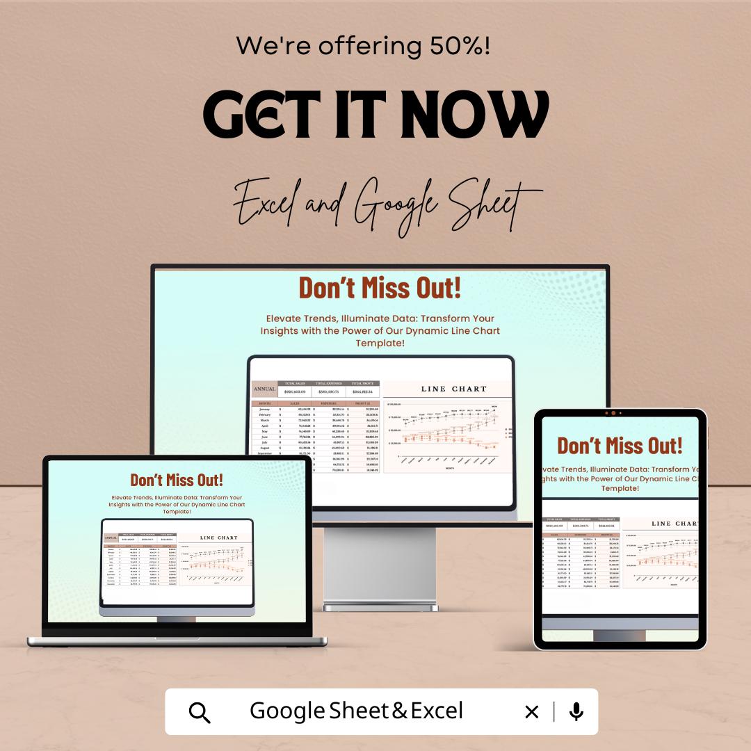 Dynamic Line Chart Sheet - Google Sheet | Visual Data Insights | Trend Analysis, Financial Chart Template, Sales Chart, Profit Tracker