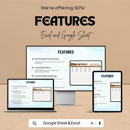 Post-Sale SLA Tracker Template | Service Level Agreement Tracker | Customer Support KPI Tool | Excel & Google Sheets