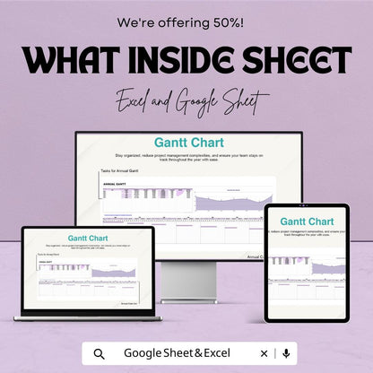 Annual Gantt Chart Template | Excel & Google Sheets | Project Management and Scheduling Tool