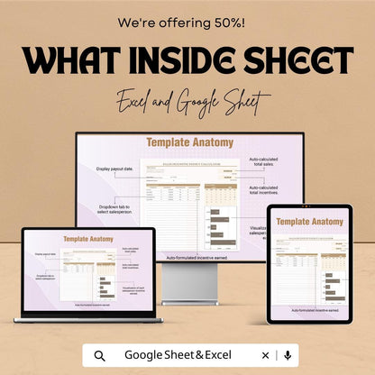 Sales Incentive Payout Calculator Template | Commission Calculator Spreadsheet | Sales Bonus Tracker | Excel & Google Sheets
