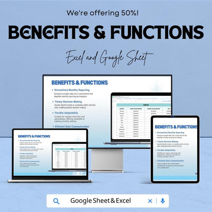 Monthly Chart Sheet | Excel and Google Sheets Template for Data Analysis | Sales & Budget Tracking | Visualize Monthly Progress