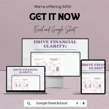 Profit and Loss Statement Report Sheet | Financial Tracking Template | Google Sheets | Expense & Revenue Tracker | Monthly Business Report