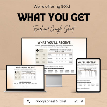 Marketing Sponsorship Value Calculator Template | Sponsorship ROI Calculator | Event Sponsorship Tracker | Marketing Analytics Sheet