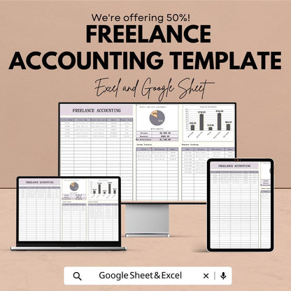 Freelance Accounting Template | Income and Expense Tracker | Budget Planner | Self-Employed Finance Tracker | Instant Download