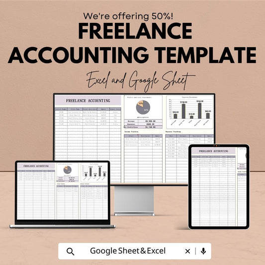 Freelance Accounting Template | Income and Expense Tracker | Budget Planner | Self-Employed Finance Tracker | Instant Download