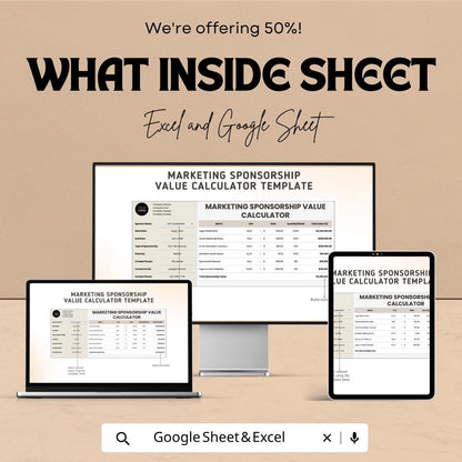 Marketing Sponsorship Value Calculator Template | Sponsorship ROI Calculator | Event Sponsorship Tracker | Marketing Analytics Sheet