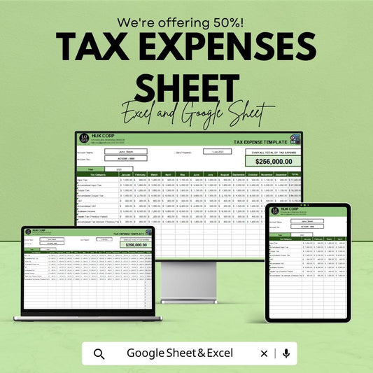 Tax Expenses Sheet | Excel & Google Sheet | Tax Tracking Template | Manage Business Expenses | Tax Preparation Tool | Financial Planner