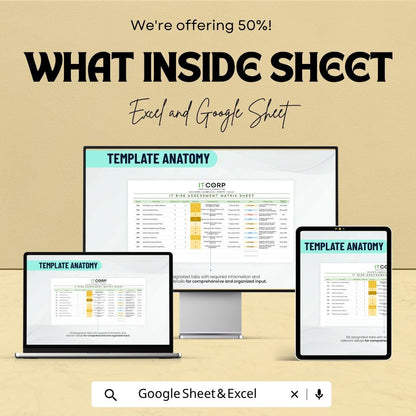 IT Risk Assessment Matrix Template Excel | Risk Management Sheet | IT Risk Log Tracker | Risk Analysis Tool | Google Sheets