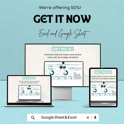 Employee Wellness Budget Management Sheet - Excel and Google Sheet | Track Wellness Program Budget & Expenses | Monthly Budget Tracker |