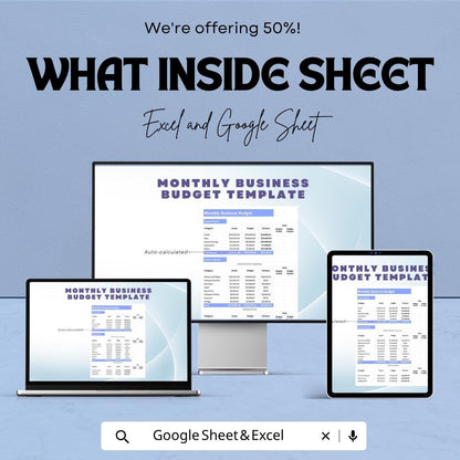 Monthly Business Budget Template | Business Budget Spreadsheet | Monthly Expense Tracker | Financial Planning Template
