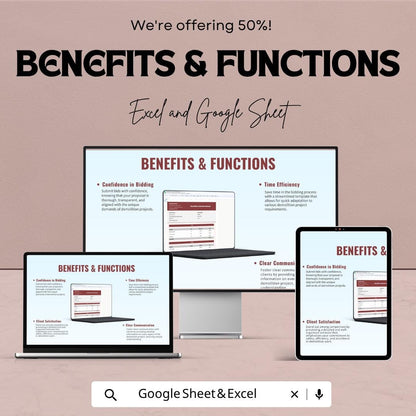 Demolition Estimate Template Excel | Contractor Estimate Spreadsheet | Construction Quote Template | Google Sheets Invoice | Project Cost