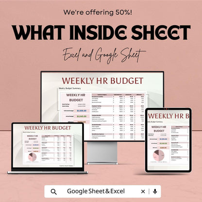 Weekly HR Budget Sheet for Workforce Management | Google Sheet | Track Expenses & Monitor Budget Allocations | Budgeting Tool for HR