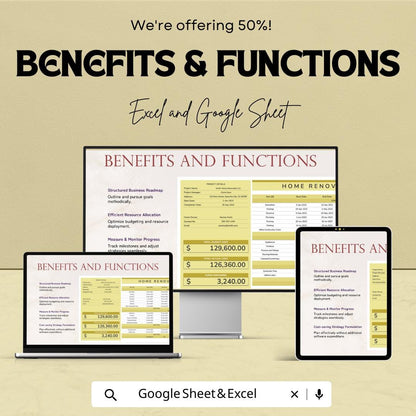 Home Renovation Budget Template | Project Management Budget Planner | Remodel Cost Tracker Spreadsheet | Excel & Google Sheets