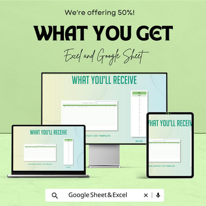 Customer Contact List Template | Client Information Tracker | CRM Spreadsheet | Business Contact Log | Customer Database
