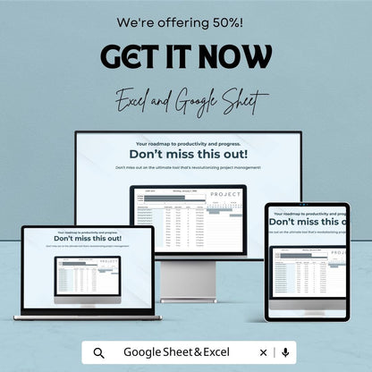 Project Management Plan Template | Project Planning Document | Project Plan Spreadsheet | Excel & Google Sheets | Business Planning Tool