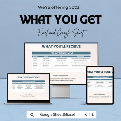 Project & Task Tracking Template, Project Management Spreadsheet, Task Manager, Team Task Tracker