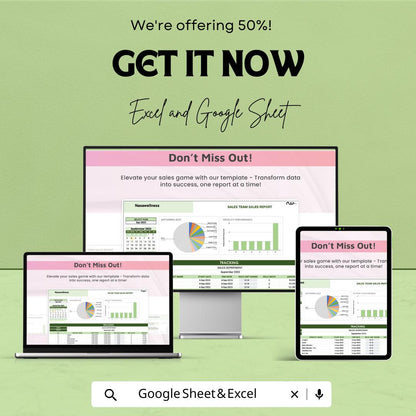 Sales Report Template | Sales Team Report Dashboard | Monthly Sales Analysis sheet | Excel and Google Sheets | Sales Performance Tracker