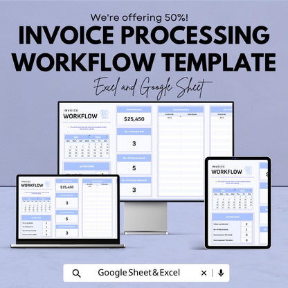 Invoice Processing Workflow Template | Accounts Payable Tracker | Invoice Management System | Payment Tracker