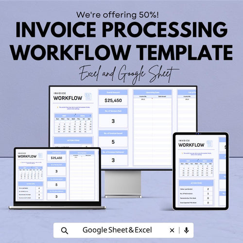 Invoice Processing Workflow Template | Accounts Payable Tracker | Invoice Management System | Payment Tracker