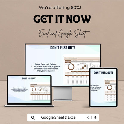 Post-Sale Support Ticket Analysis Template | Customer Service Report Dashboard | Business Performance Tracker | Data Analytics Sheet