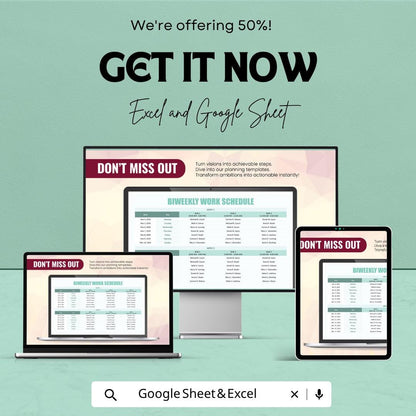 Biweekly Work Schedule Template | Employee Shift Planner | Staff Schedule Spreadsheet | Work Roster Template | Team Scheduling Sheet