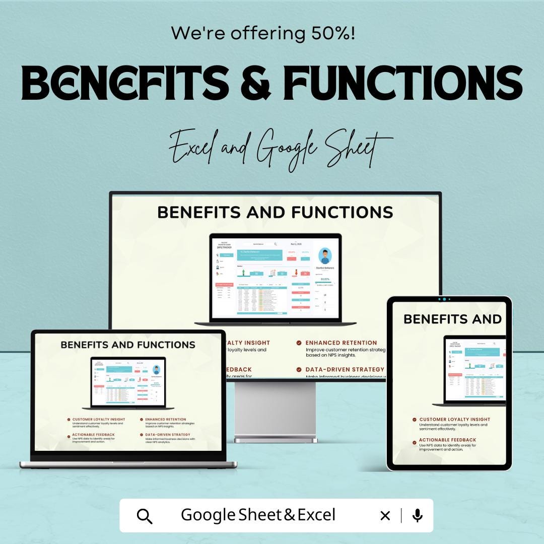 Sales Net Promoter Score Tracker Template | NPS Tracker Spreadsheet | Customer Satisfaction Tracker | Excel and Google Sheet NPS Template |