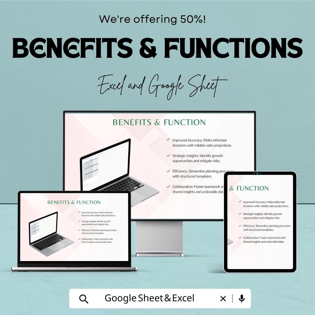 Sales Forecasting and Planning Template | Sales Projection Spreadsheet | Business Revenue Tracker | Excel & Google Sheet Template