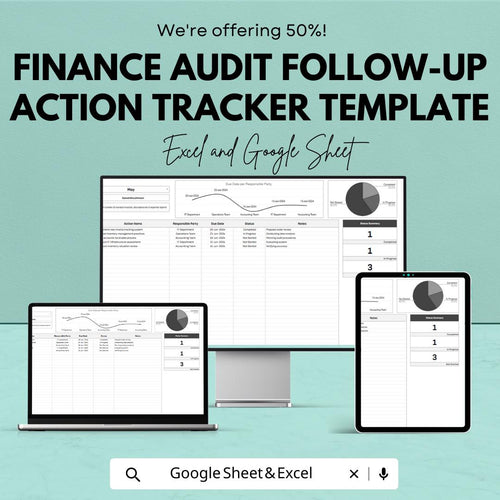 Finance Audit Action Tracker Template, Audit Follow Up Log, Internal Audit Spreadsheet, Compliance Tracker, Excel & Google Sheets Template