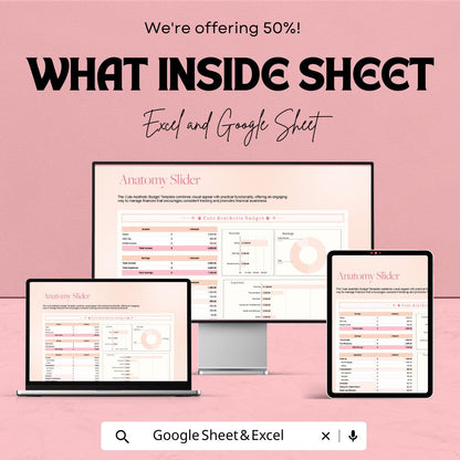 Cute Aesthetic Budget Template | Monthly Budget Spreadsheet | Excel & Google Sheets Budget Planner | Expense Tracker