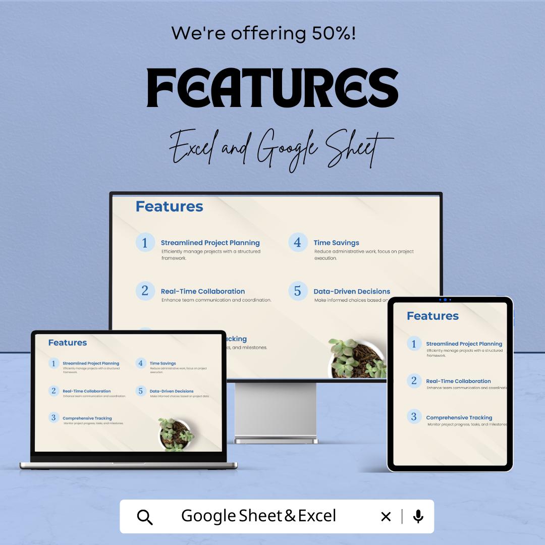 Sample Project Management Template | Project Planner Sheet | Task and Timeline Tracker | Excel & Google Sheets | Project Planning Tool