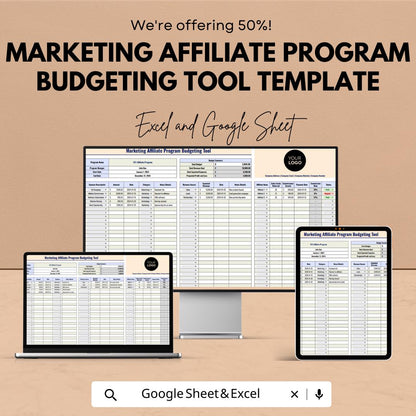 Marketing Affiliate Budget Template, Affiliate Program Tracker, Excel & Google Sheets Marketing Budget Tool, Affiliate Expense Planner