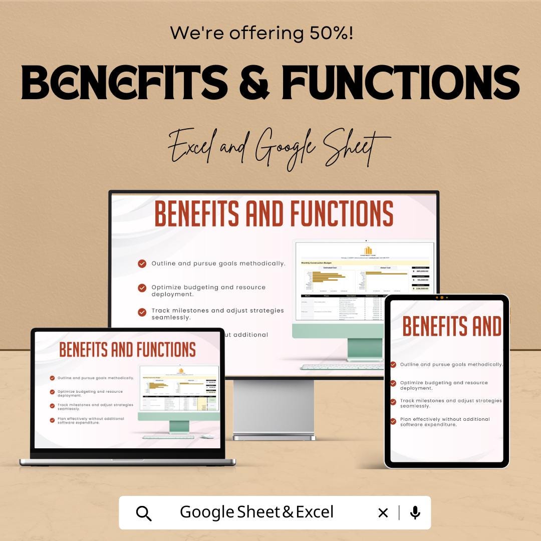 Monthly Construction Budget Template | Construction Budget Spreadsheet | Contractor Monthly Budget Planner