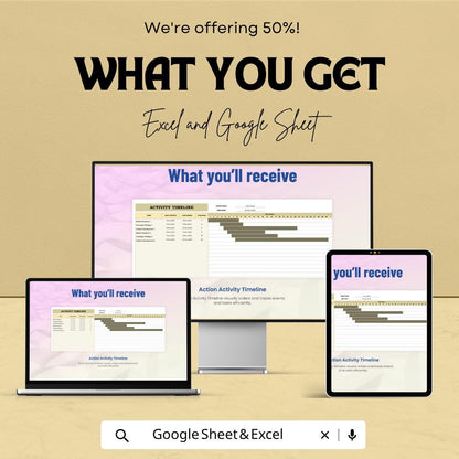Activity Timeline Template | Project Timeline Spreadsheet | Excel & Google Sheets Planner | Event Planning Template | Gantt Chart Tracker |