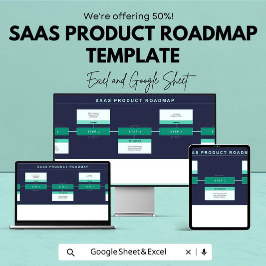 SaaS Product Roadmap Template | Product Development Planner | Software Product Planning Roadmap | Product Strategy Tracker