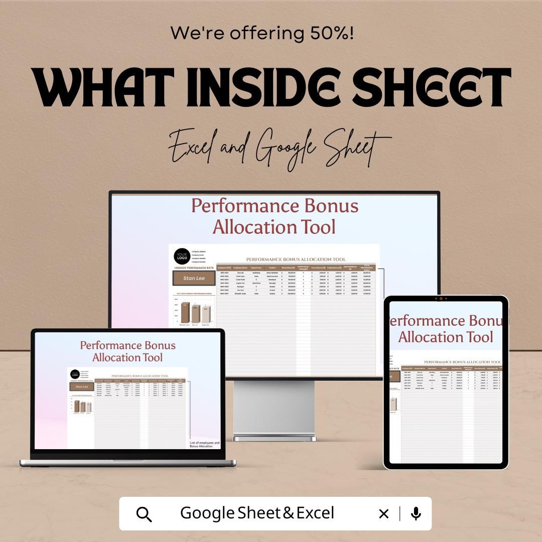 Performance Bonus Allocation Tool | Google Sheets | HR Bonus Distribution Tracker | Employee Bonus Calculator | Business Bonus Allocation