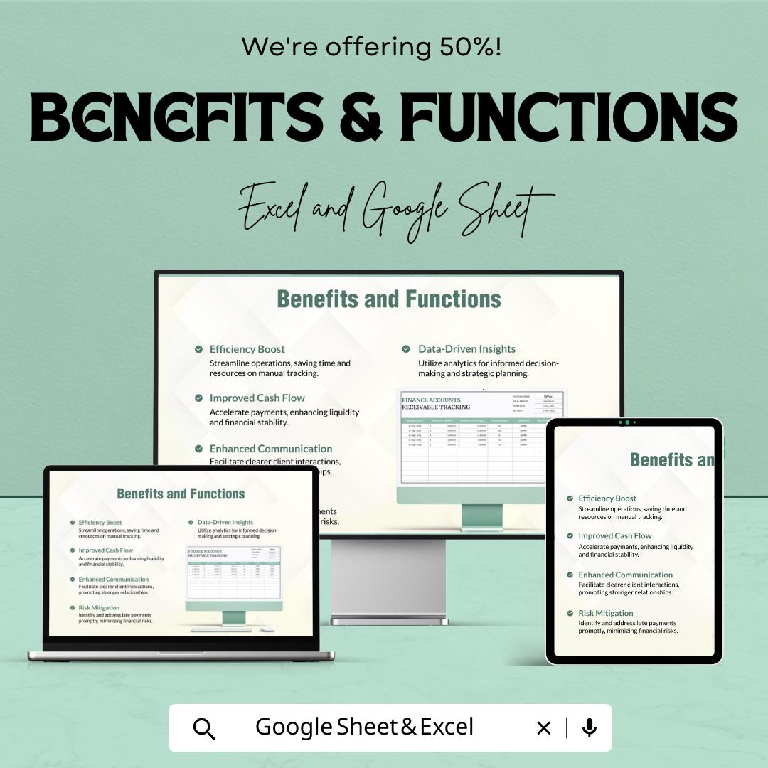 Finance Accounts Receivable Tracking Template | Invoice Tracker | Payment Tracking Spreadsheet | Business Finance Template
