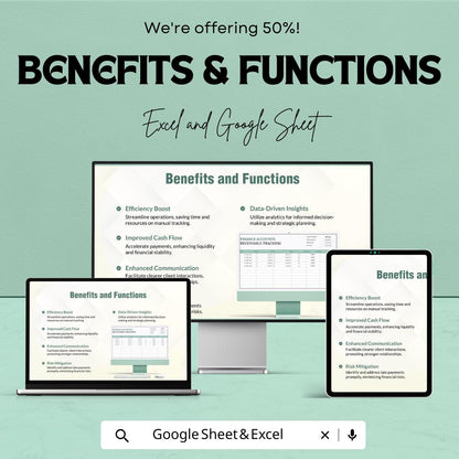 Finance Accounts Receivable Tracking Template | Invoice Tracker | Payment Tracking Spreadsheet | Business Finance Template